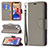 Leather Case Stands Flip Cover Holder for Apple iPhone 13 Mini Gray