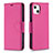 Leather Case Stands Flip Cover Holder for Apple iPhone 13 Mini Hot Pink