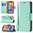 Leather Case Stands Flip Cover Holder for Apple iPhone 13 Pro Max Cyan
