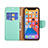 Leather Case Stands Flip Cover Holder for Apple iPhone 13 Pro Max Cyan