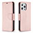 Leather Case Stands Flip Cover Holder for Apple iPhone 13 Pro Rose Gold