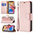 Leather Case Stands Flip Cover Holder for Apple iPhone 13 Pro Rose Gold