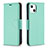 Leather Case Stands Flip Cover Holder for Apple iPhone 14 Cyan