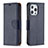 Leather Case Stands Flip Cover Holder for Apple iPhone 14 Pro Max Navy Blue