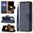 Leather Case Stands Flip Cover Holder for Apple iPhone 14 Pro Navy Blue