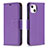 Leather Case Stands Flip Cover Holder for Apple iPhone 14 Purple