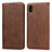Leather Case Stands Flip Cover Holder for Huawei Enjoy 8S Brown