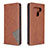 Leather Case Stands Flip Cover Holder for LG K51 Brown