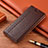 Leather Case Stands Flip Cover Holder for Motorola Moto E7 Plus Brown