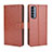 Leather Case Stands Flip Cover Holder for Oppo Reno4 Pro 4G Brown