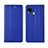 Leather Case Stands Flip Cover Holder for Realme C15 Blue