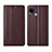 Leather Case Stands Flip Cover Holder for Realme C15 Brown