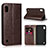 Leather Case Stands Flip Cover Holder for Samsung Galaxy A10 Brown