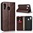 Leather Case Stands Flip Cover Holder for Samsung Galaxy A40 Brown
