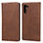 Leather Case Stands Flip Cover Holder for Samsung Galaxy Note 10 5G Brown