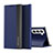 Leather Case Stands Flip Cover Holder for Samsung Galaxy S22 5G Blue