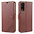 Leather Case Stands Flip Cover Holder for Vivo Y11s Brown