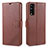 Leather Case Stands Flip Cover Holder for Vivo Y12s Brown