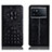 Leather Case Stands Flip Cover Holder H01P for Vivo iQOO 9 5G Black