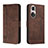Leather Case Stands Flip Cover Holder H01X for Huawei P50 Brown