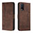 Leather Case Stands Flip Cover Holder H01X for Vivo Y11s Brown