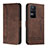 Leather Case Stands Flip Cover Holder H01X for Xiaomi Poco F4 5G Brown