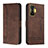 Leather Case Stands Flip Cover Holder H01X for Xiaomi Poco F4 GT 5G Brown