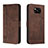Leather Case Stands Flip Cover Holder H01X for Xiaomi Poco X3 Brown