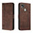 Leather Case Stands Flip Cover Holder H01X for Xiaomi Redmi 9 India Brown