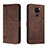 Leather Case Stands Flip Cover Holder H01X for Xiaomi Redmi Note 9 Brown