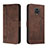 Leather Case Stands Flip Cover Holder H01X for Xiaomi Redmi Note 9 Pro Brown