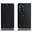 Leather Case Stands Flip Cover Holder H02P for Motorola Moto Edge 30 Pro 5G Black