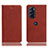 Leather Case Stands Flip Cover Holder H02P for Motorola Moto Edge X30 5G Brown