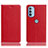 Leather Case Stands Flip Cover Holder H02P for Motorola Moto G41 Red