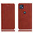 Leather Case Stands Flip Cover Holder H02P for Motorola Moto G50 5G Brown