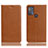 Leather Case Stands Flip Cover Holder H02P for Motorola Moto G50 Light Brown