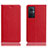 Leather Case Stands Flip Cover Holder H02P for OnePlus Nord N20 5G Red