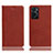 Leather Case Stands Flip Cover Holder H02P for Oppo A76 Brown