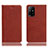 Leather Case Stands Flip Cover Holder H02P for Oppo F19 Pro+ Plus 5G Brown