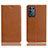 Leather Case Stands Flip Cover Holder H02P for Oppo K9S 5G Light Brown