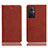 Leather Case Stands Flip Cover Holder H02P for Oppo Reno7 Lite 5G Brown