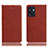 Leather Case Stands Flip Cover Holder H02P for Oppo Reno7 SE 5G Brown