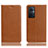 Leather Case Stands Flip Cover Holder H02P for Oppo Reno8 Lite 5G Light Brown