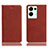 Leather Case Stands Flip Cover Holder H02P for Oppo Reno9 Pro+ Plus 5G Brown
