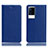 Leather Case Stands Flip Cover Holder H02P for Vivo iQOO 8 5G Blue