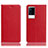 Leather Case Stands Flip Cover Holder H02P for Vivo iQOO 8 5G Red