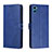 Leather Case Stands Flip Cover Holder H02X for Motorola Moto E22S Blue