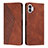 Leather Case Stands Flip Cover Holder H02X for Nothing Phone 1 Brown