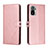 Leather Case Stands Flip Cover Holder H02X for Xiaomi Poco M5S Rose Gold