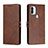Leather Case Stands Flip Cover Holder H02X for Xiaomi Redmi A1 Plus Brown